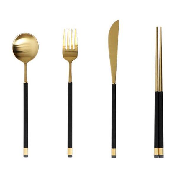 Kara Gold Dinner Utensil Set - 4 pieces